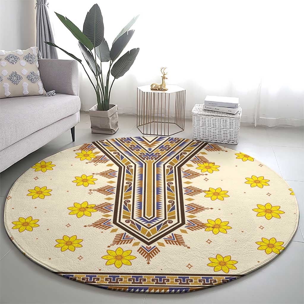 Enkutatash Dashiki Adey Abeba Pattern Round Carpet
