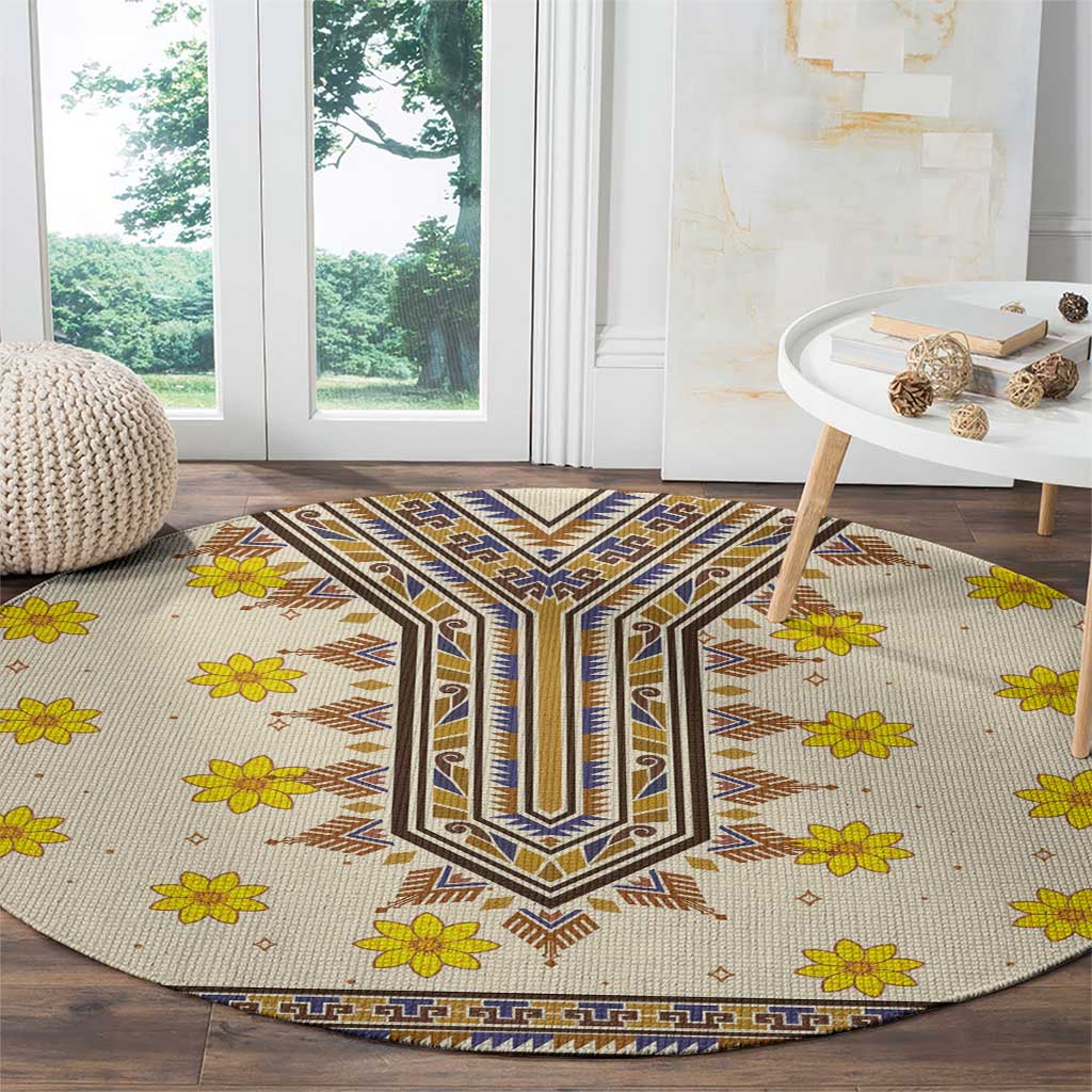 Enkutatash Dashiki Adey Abeba Pattern Round Carpet
