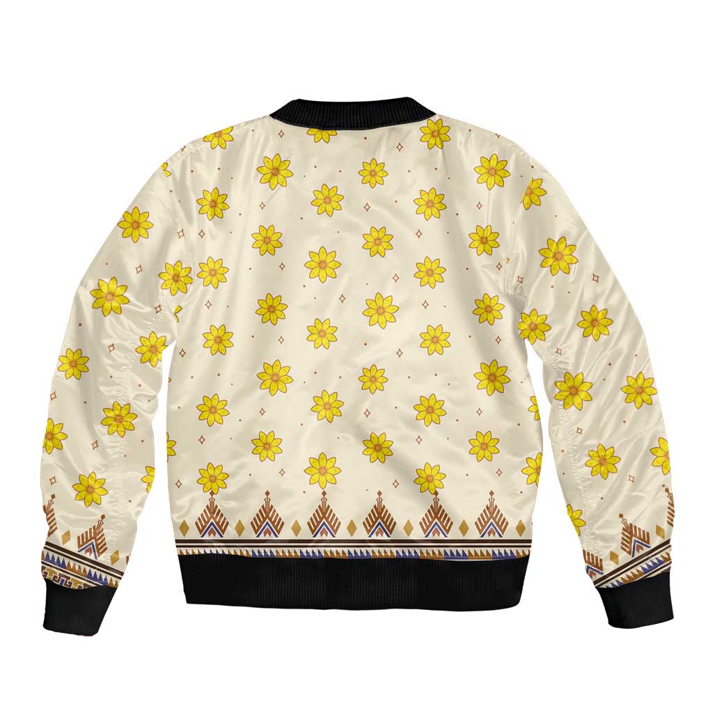 Enkutatash Dashiki Adey Abeba Pattern Sleeve Zip Bomber Jacket - Wonder Print Shop