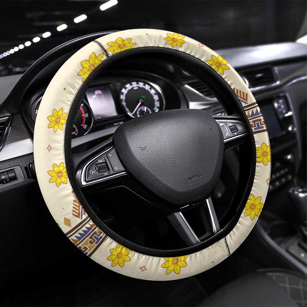 Enkutatash Dashiki Adey Abeba Pattern Steering Wheel Cover - Wonder Print Shop