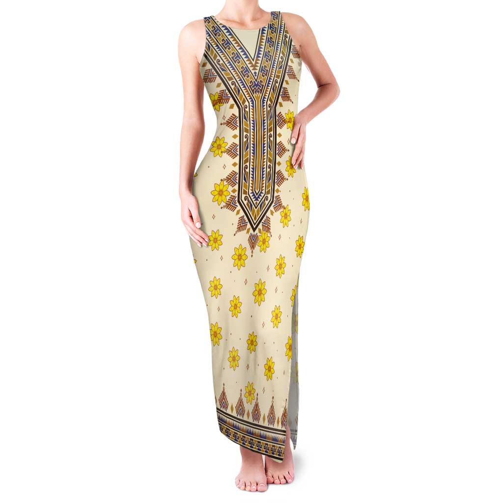 Enkutatash Dashiki Adey Abeba Pattern Tank Maxi Dress - Wonder Print Shop