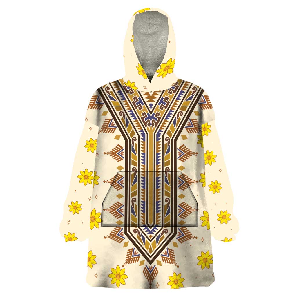 Enkutatash Dashiki Adey Abeba Pattern Wearable Blanket Hoodie - Wonder Print Shop