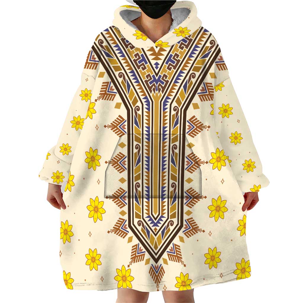 Enkutatash Dashiki Adey Abeba Pattern Wearable Blanket Hoodie - Wonder Print Shop