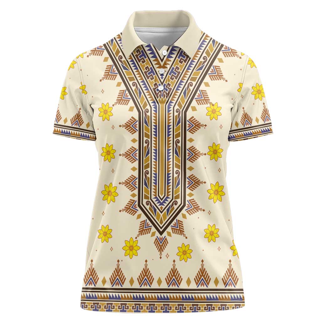 Enkutatash Dashiki Adey Abeba Pattern Women Polo Shirt - Wonder Print Shop