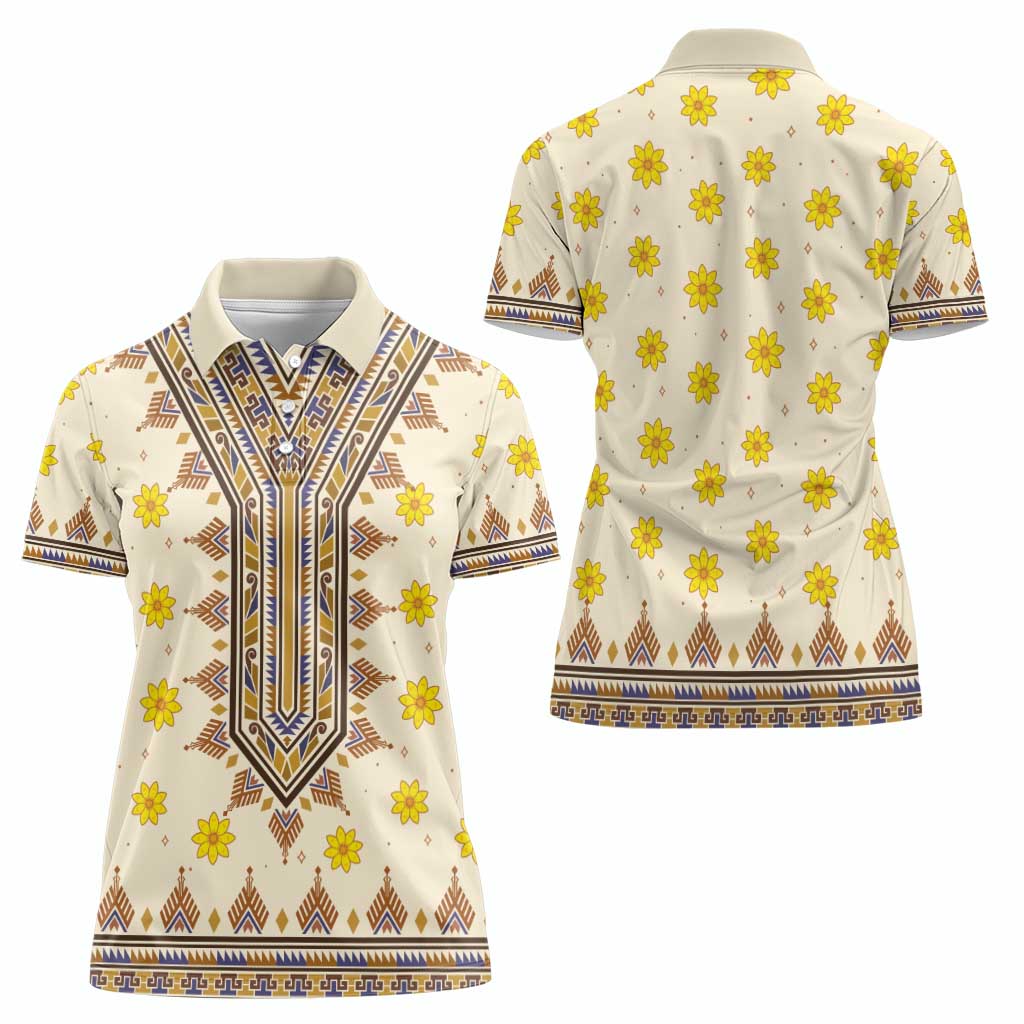 Enkutatash Dashiki Adey Abeba Pattern Women Polo Shirt - Wonder Print Shop