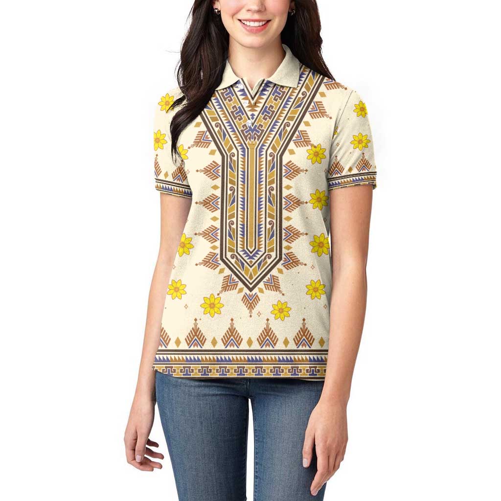 Enkutatash Dashiki Adey Abeba Pattern Women Polo Shirt - Wonder Print Shop