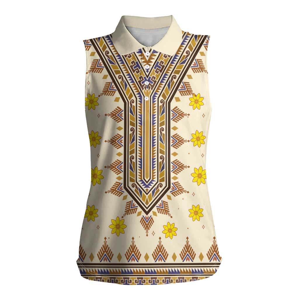 Enkutatash Dashiki Adey Abeba Pattern Women Sleeveless Polo Shirt - Wonder Print Shop