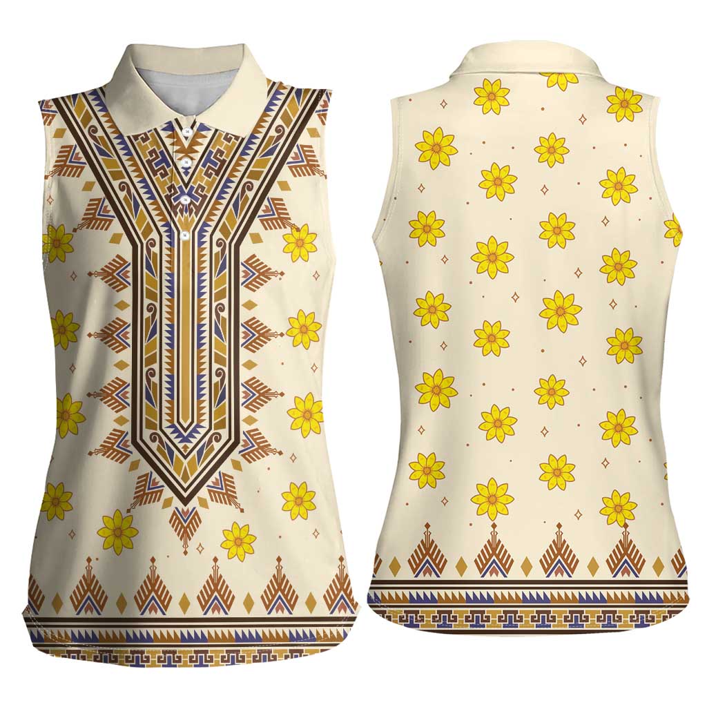 Enkutatash Dashiki Adey Abeba Pattern Women Sleeveless Polo Shirt - Wonder Print Shop