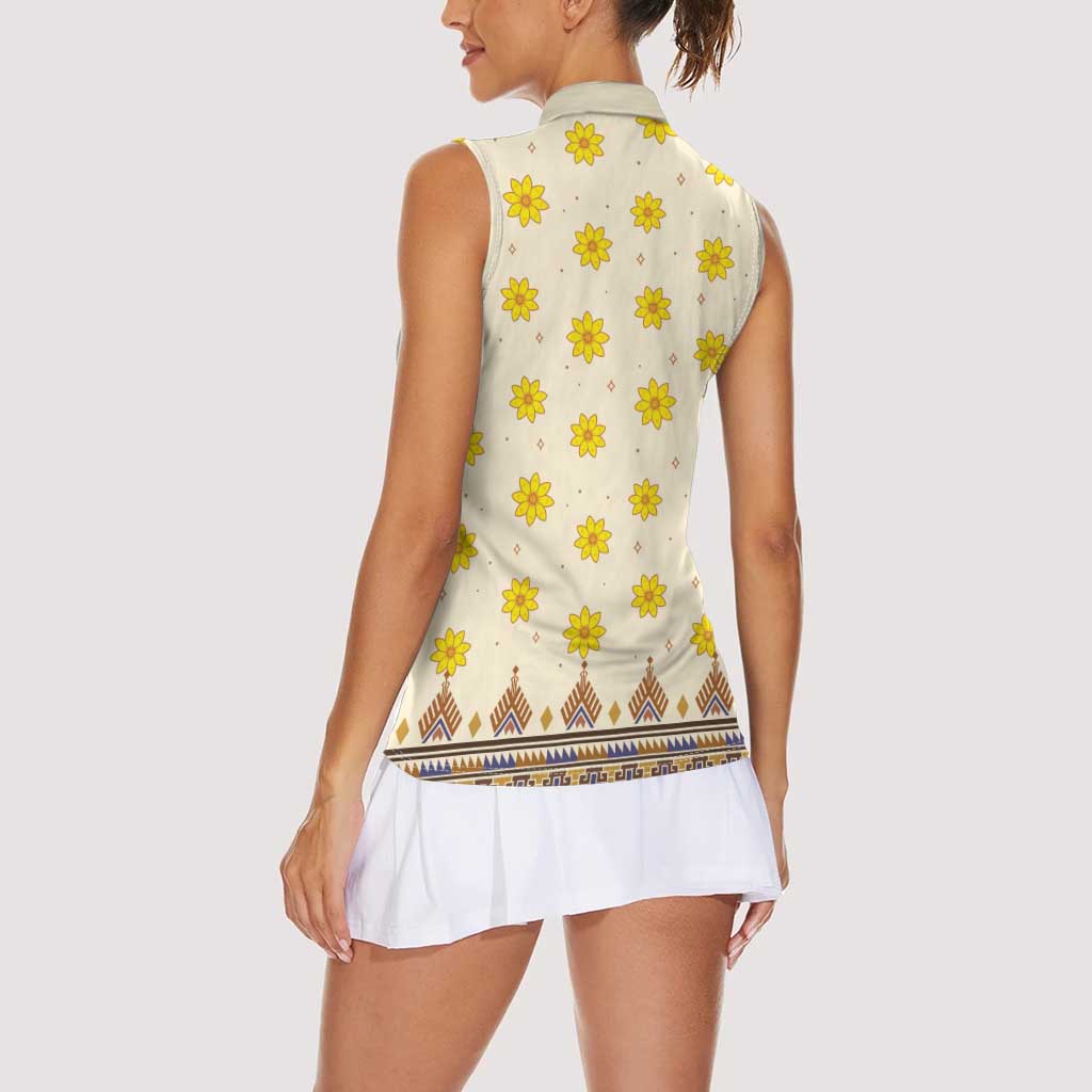 Enkutatash Dashiki Adey Abeba Pattern Women Sleeveless Polo Shirt - Wonder Print Shop