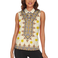 Enkutatash Dashiki Adey Abeba Pattern Women Sleeveless Polo Shirt - Wonder Print Shop