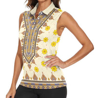 Enkutatash Dashiki Adey Abeba Pattern Women Sleeveless Polo Shirt - Wonder Print Shop