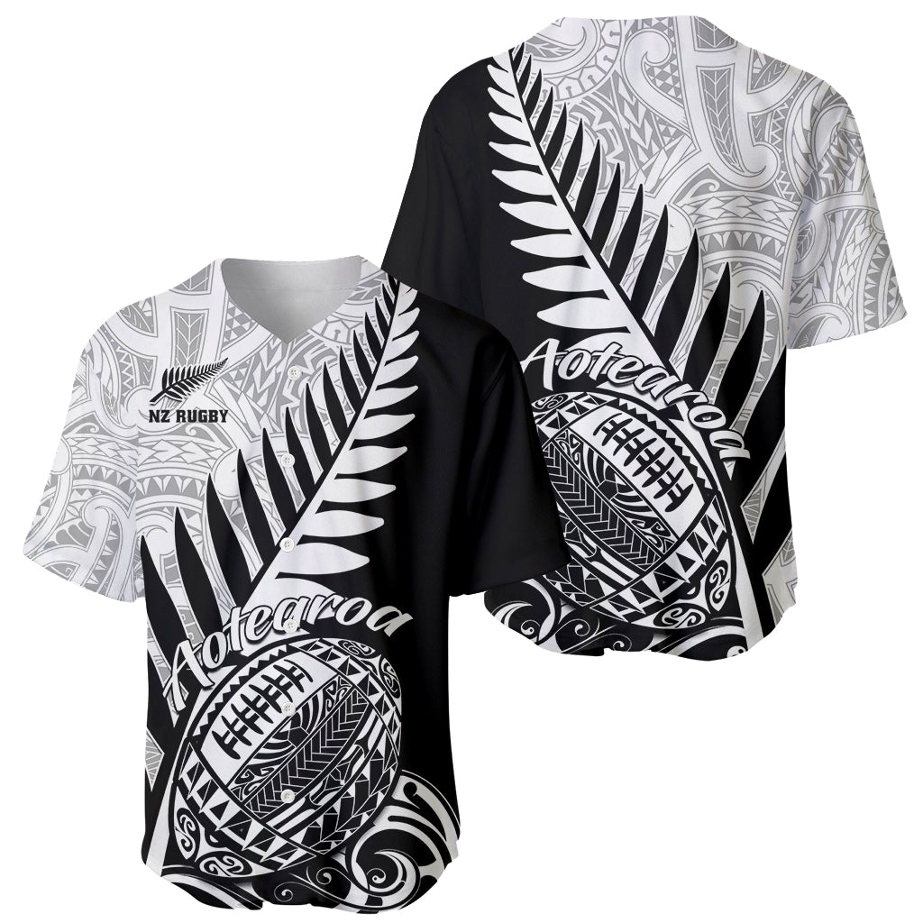 New Zealand Silver Fern Rugby Baseball Jersey Aotearoa Maori Black Version - Wonder Print Shop