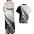 New Zealand Silver Fern Rugby Couples Matching Off Shoulder Maxi Dress and Hawaiian Shirt Aotearoa Maori Black Version - Wonder Print Shop