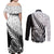 New Zealand Silver Fern Rugby Couples Matching Off Shoulder Maxi Dress and Long Sleeve Button Shirts Aotearoa Maori Black Version - Wonder Print Shop