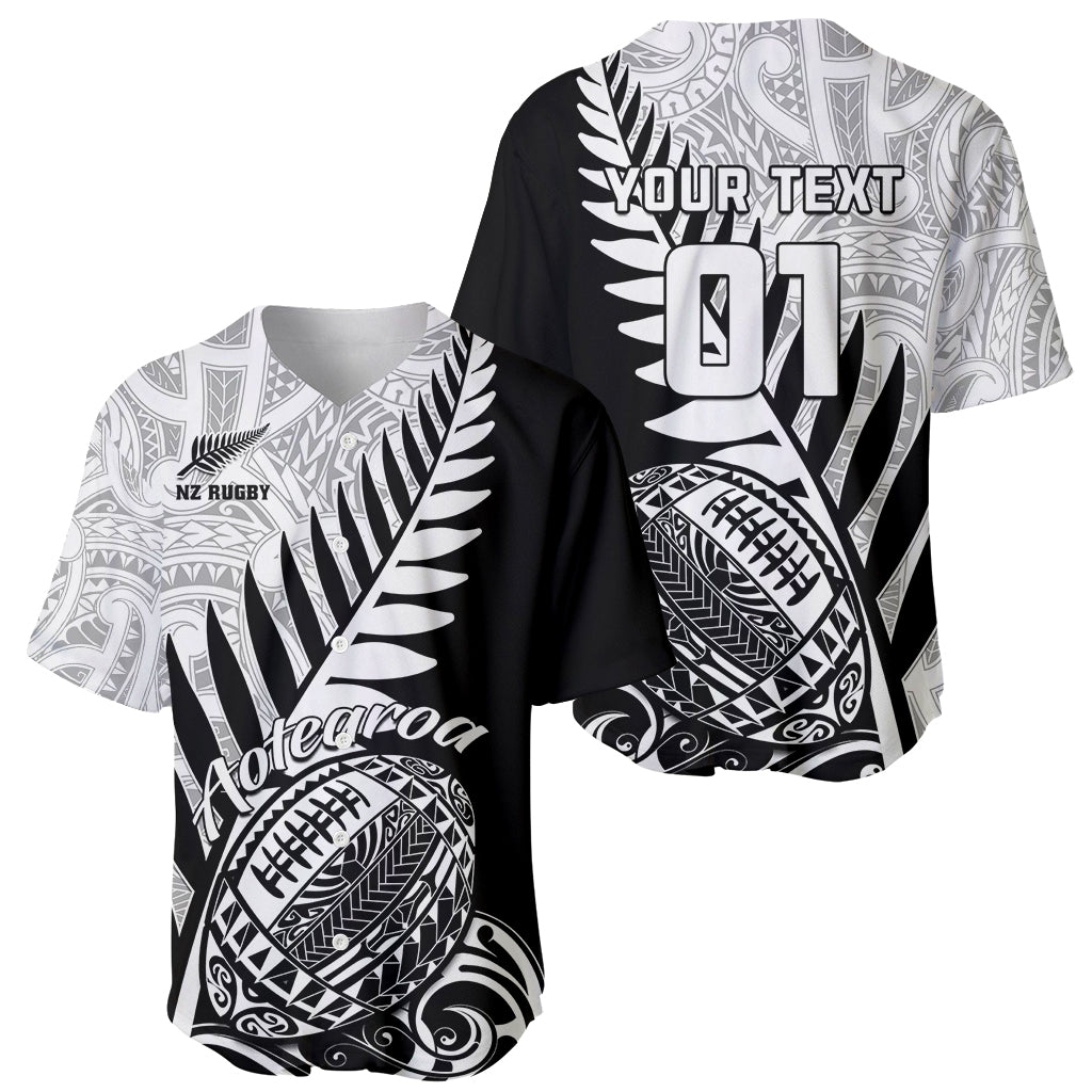 Custom New Zealand Silver Fern Rugby Baseball Jersey Aotearoa Maori Black Version - Wonder Print Shop