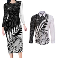 Black-and-white long-sleeve bodycon dress and button-up shirt set with fern print