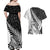 New Zealand Silver Fern Rugby Couples Matching Off Shoulder Maxi Dress and Hawaiian Shirt Aotearoa Maori White Version - Wonder Print Shop