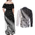 New Zealand Silver Fern Rugby Couples Matching Off Shoulder Maxi Dress and Long Sleeve Button Shirts Aotearoa Maori White Version - Wonder Print Shop