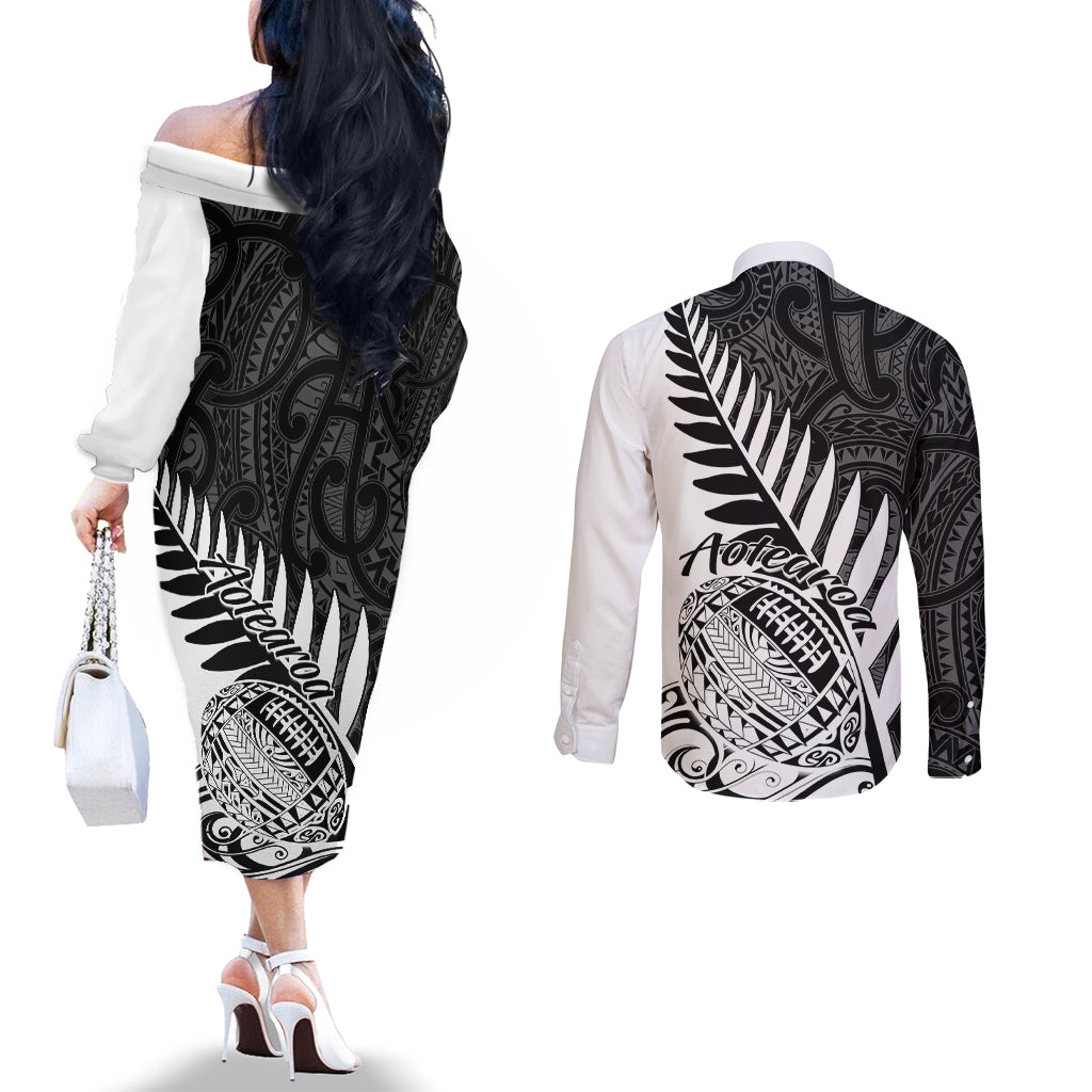 new-zealand-silver-fern-rugby-couples-matching-off-the-shoulder-long-sleeve-dress-and-long-sleeve-button-shirts-aotearoa-maori-white-version