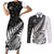 New Zealand Silver Fern Rugby Couples Matching Short Sleeve Bodycon Dress and Long Sleeve Button Shirts Aotearoa Maori White Version - Wonder Print Shop