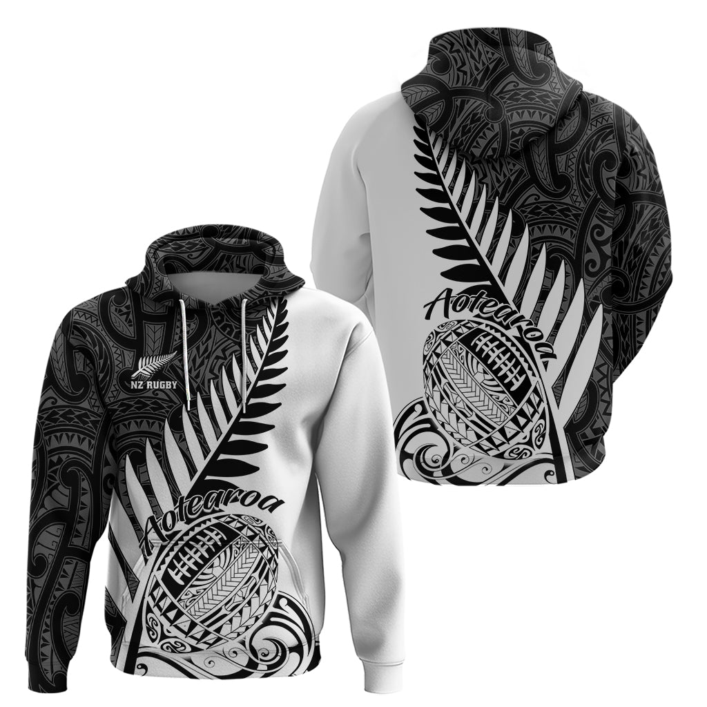 New Zealand Silver Fern Rugby Hoodie Aotearoa Maori White Version - Wonder Print Shop