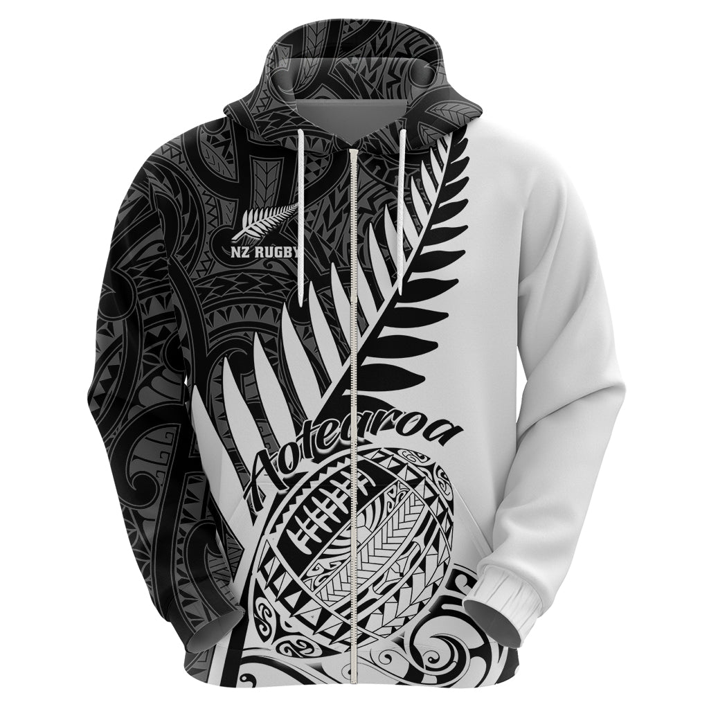 New Zealand Silver Fern Rugby Hoodie Aotearoa Maori White Version - Wonder Print Shop