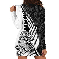 New Zealand Silver Fern Rugby Hoodie Dress Aotearoa Maori White Version - Wonder Print Shop