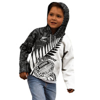 New Zealand Silver Fern Rugby Kid Hoodie Aotearoa Maori White Version - Wonder Print Shop