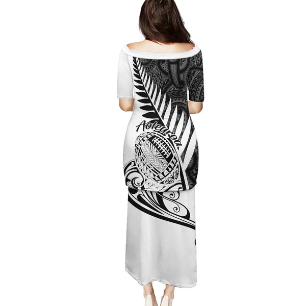 Personalised New Zealand Puletasi Aotearoa Silver Fern With Manaia Maori Unique Gold LT14