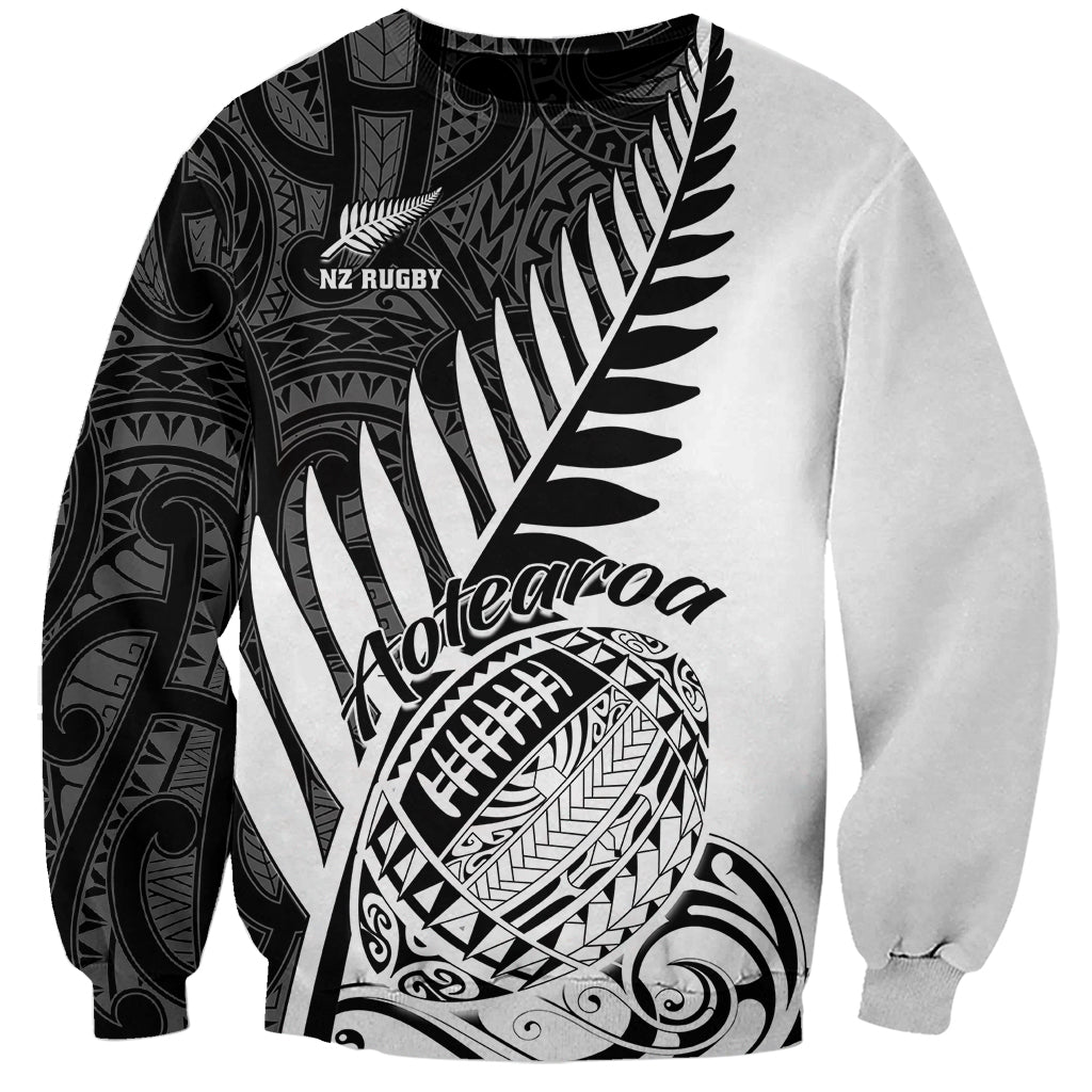 New Zealand Silver Fern Rugby Sweatshirt Aotearoa Maori White Version - Wonder Print Shop