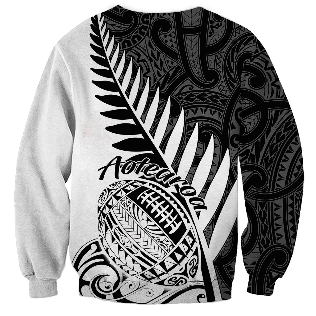 New Zealand Silver Fern Rugby Sweatshirt Aotearoa Maori White Version - Wonder Print Shop