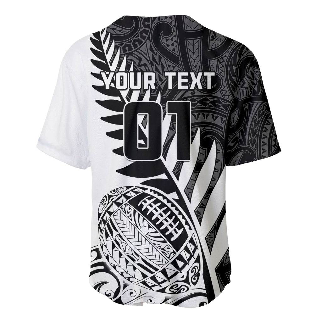 Custom New Zealand Silver Fern Rugby Baseball Jersey Aotearoa Maori White Version - Wonder Print Shop