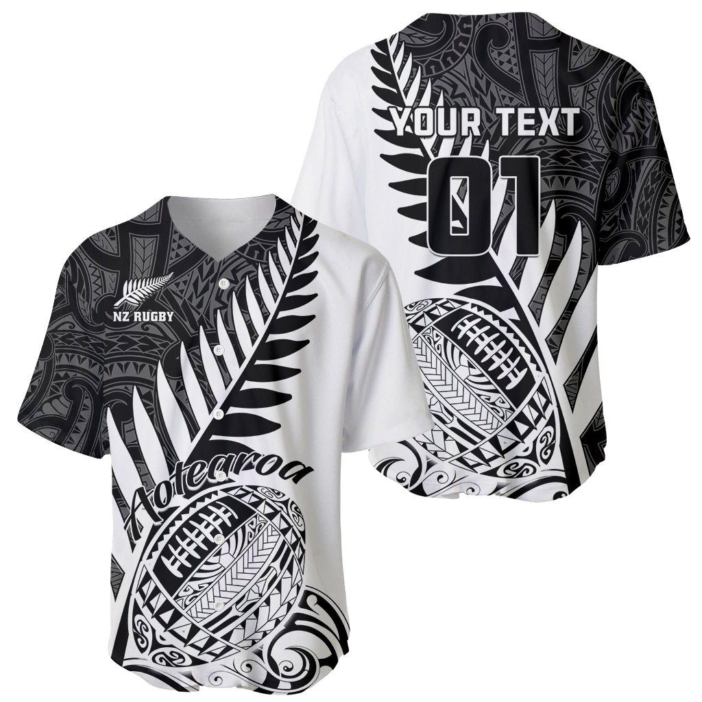 Custom New Zealand Silver Fern Rugby Baseball Jersey Aotearoa Maori White Version - Wonder Print Shop