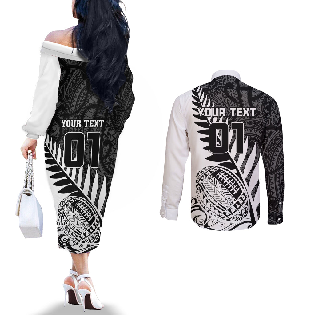 custom-new-zealand-silver-fern-rugby-couples-matching-off-the-shoulder-long-sleeve-dress-and-long-sleeve-button-shirts-aotearoa-maori-white-version