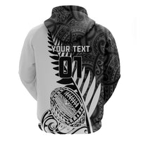 Custom New Zealand Silver Fern Rugby Hoodie Aotearoa Maori White Version - Wonder Print Shop