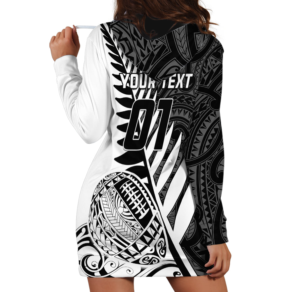 Custom New Zealand Silver Fern Rugby Hoodie Dress Aotearoa Maori White Version - Wonder Print Shop