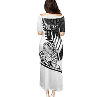 Custom New Zealand Silver Fern Rugby Puletasi Aotearoa Maori White Version - Wonder Print Shop