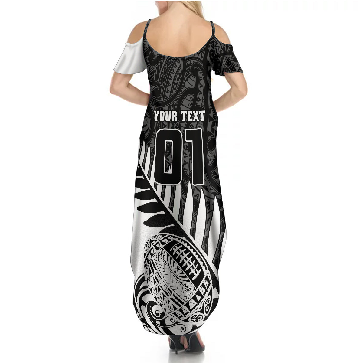 Custom New Zealand Silver Fern Rugby Summer Maxi Dress Aotearoa Maori White Version - Wonder Print Shop