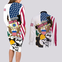 United States Labor Day Couples Matching Long Sleeve Bodycon Dress and Long Sleeve Button Shirts Happy Labor Day 4th September - Wonder Print Shop