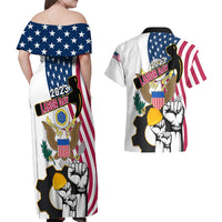 United States Labor Day Couples Matching Off Shoulder Maxi Dress and Hawaiian Shirt Happy Labor Day 4th September - Wonder Print Shop