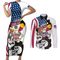 United States Labor Day Couples Matching Short Sleeve Bodycon Dress and Long Sleeve Button Shirts Happy Labor Day 4th September - Wonder Print Shop