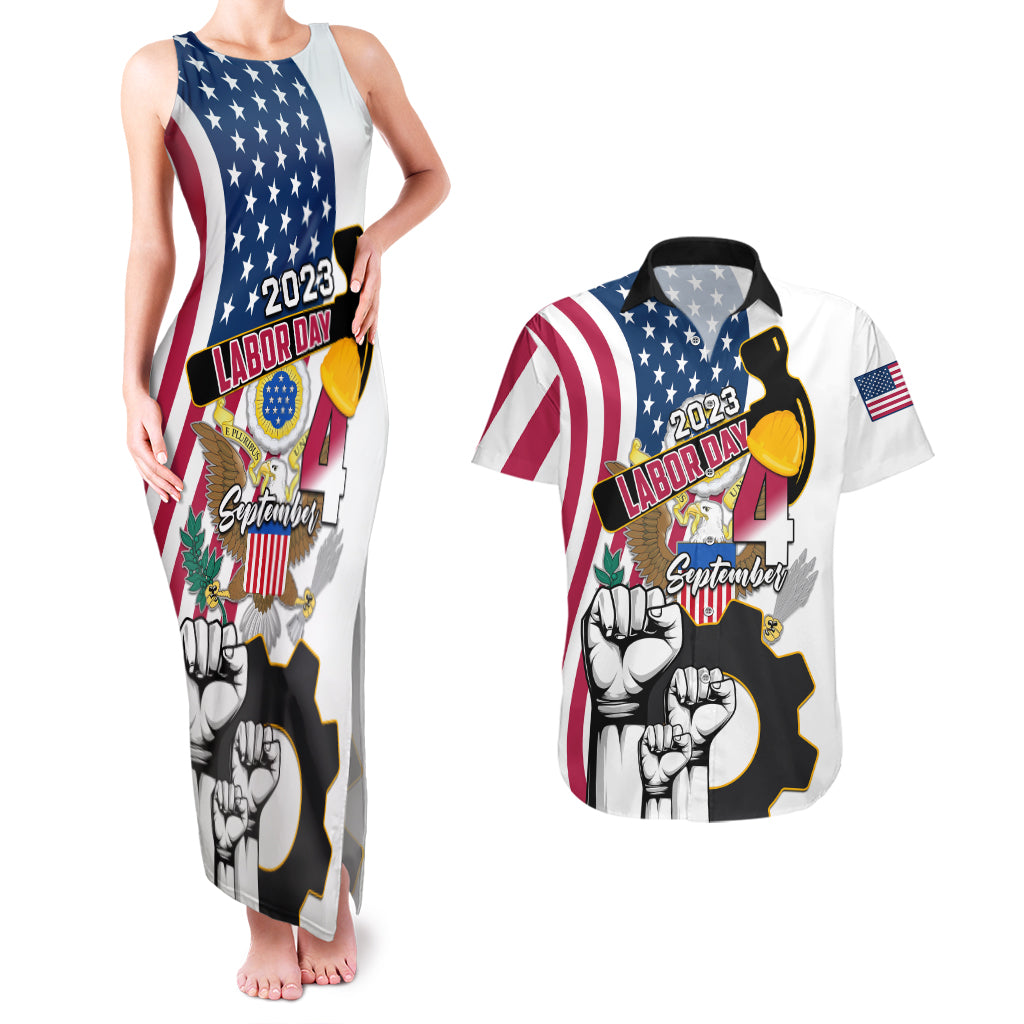United States Labor Day Couples Matching Tank Maxi Dress and Hawaiian Shirt Happy Labor Day 4th September - Wonder Print Shop