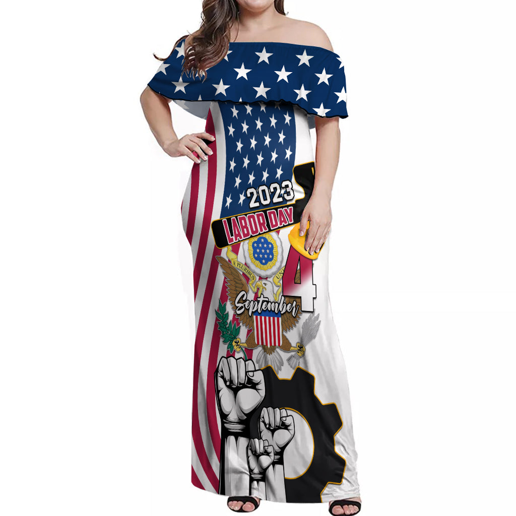 United States Labor Day Off Shoulder Maxi Dress Happy Labor Day 4th September - Wonder Print Shop