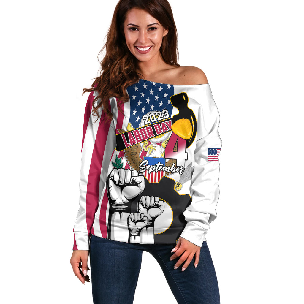 United States Labor Day Off Shoulder Sweater Happy Labor Day 4th September - Wonder Print Shop