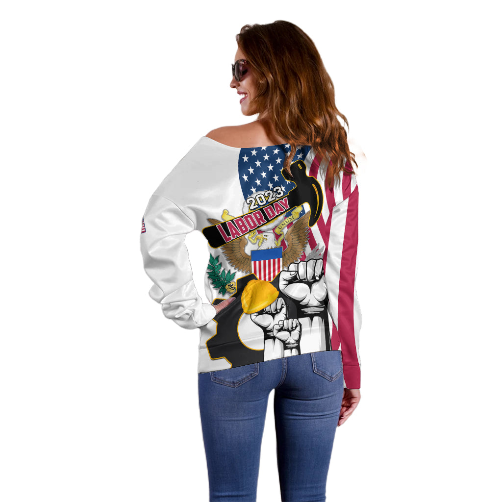 United States Labor Day Off Shoulder Sweater Happy Labor Day 4th September - Wonder Print Shop