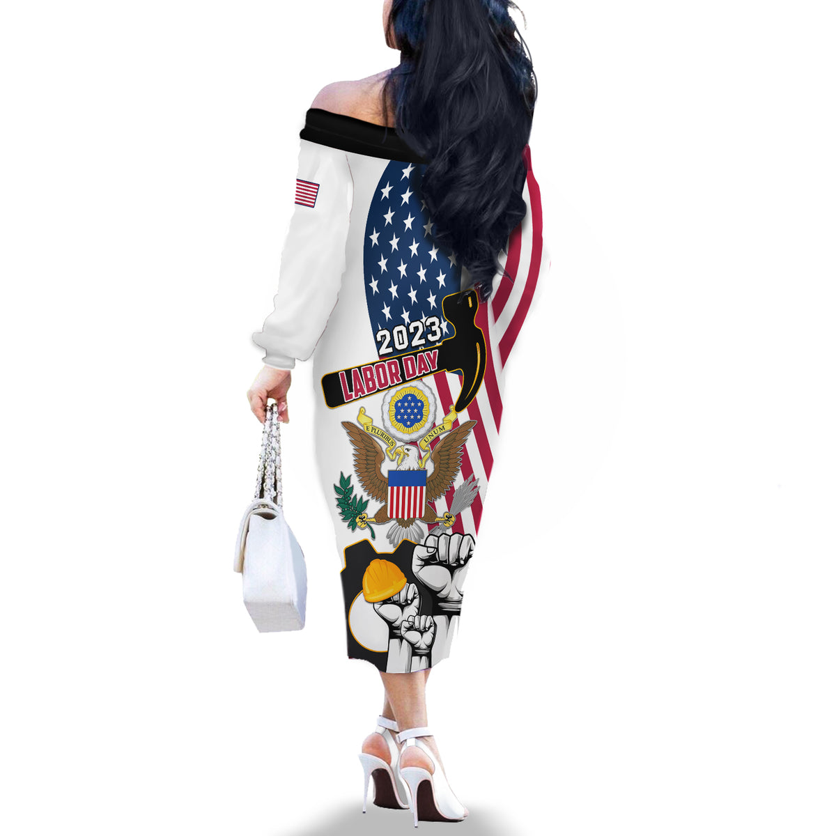 United States Labor Day Off The Shoulder Long Sleeve Dress Happy Labor Day 4th September - Wonder Print Shop