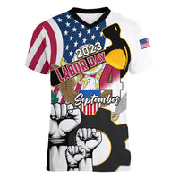 United States Labor Day Women V Neck T Shirt Happy Labor Day 4th September - Wonder Print Shop