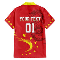 Custom China 2024 Family Matching Short Sleeve Bodycon Dress and Hawaiian Shirt Chinese Dragon Yellow Star - Wonder Print Shop