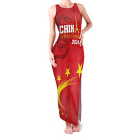 Custom China 2024 Family Matching Tank Maxi Dress and Hawaiian Shirt Chinese Dragon Yellow Star - Wonder Print Shop