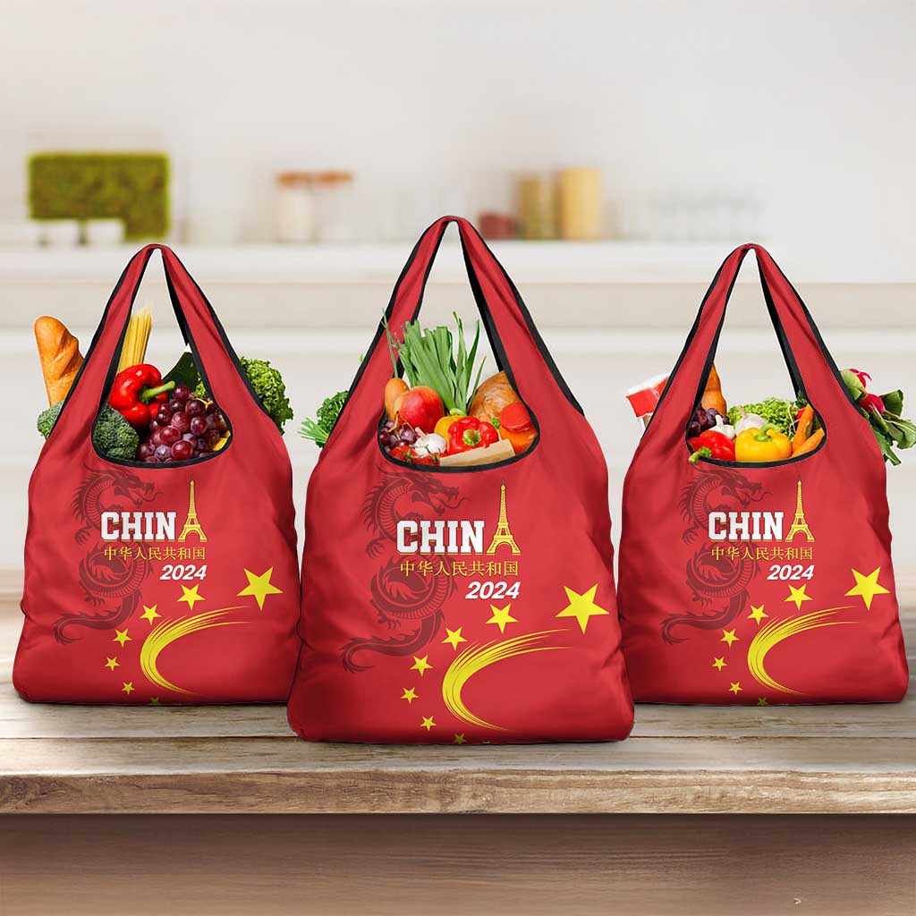 China 2024 Grocery Bag Chinese Dragon Yellow Star